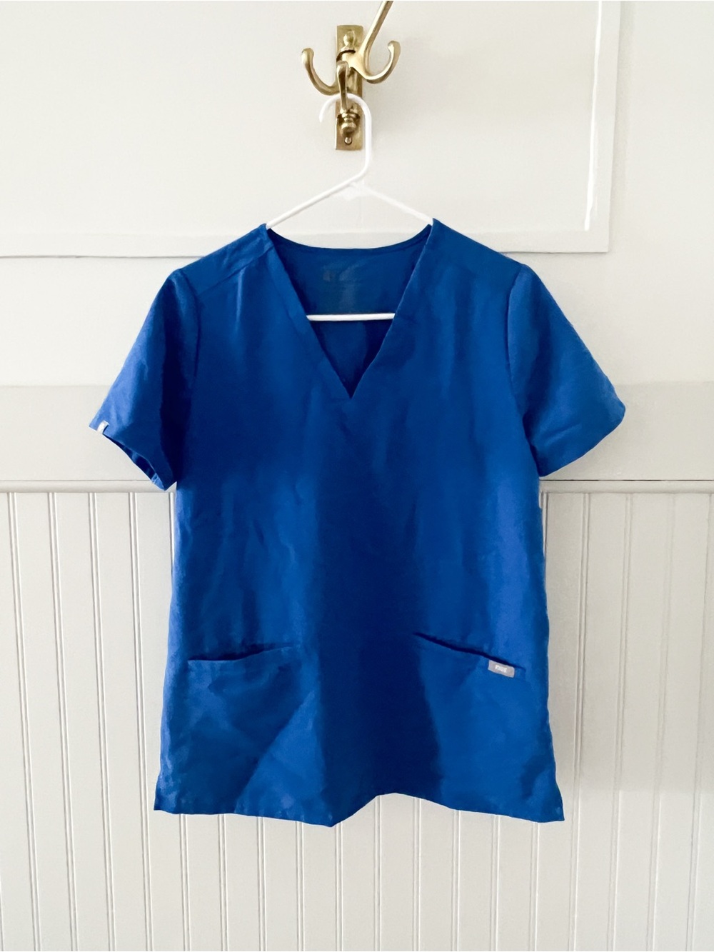 Figs Royal Blue V-Neck Short Sleeve Scrub Top